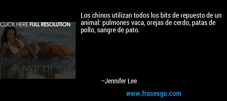 Los chinos utilizan todos los bits de repuesto de un animal: pulmones vaca, orejas de cerdo, patas de pollo, sangre de pato. – Jennifer Lee
