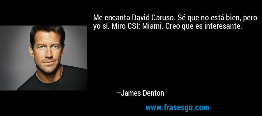 Me encanta David Caruso. Sé que no está bien, pero yo sí. Miro CSI: Miami. Creo que es interesante. – James Denton