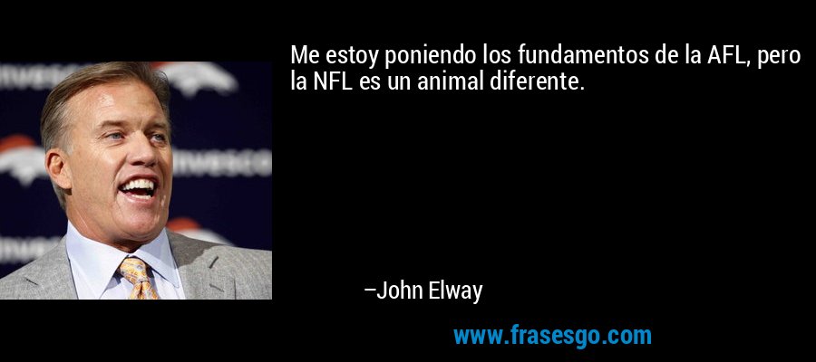 Me estoy poniendo los fundamentos de la AFL, pero la NFL es un animal diferente. – John Elway