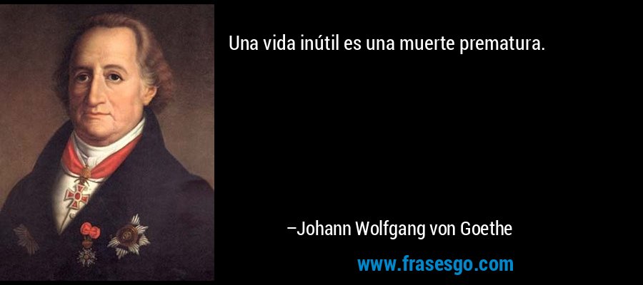 Una vida inútil es una muerte prematura. – Johann Wolfgang von Goethe