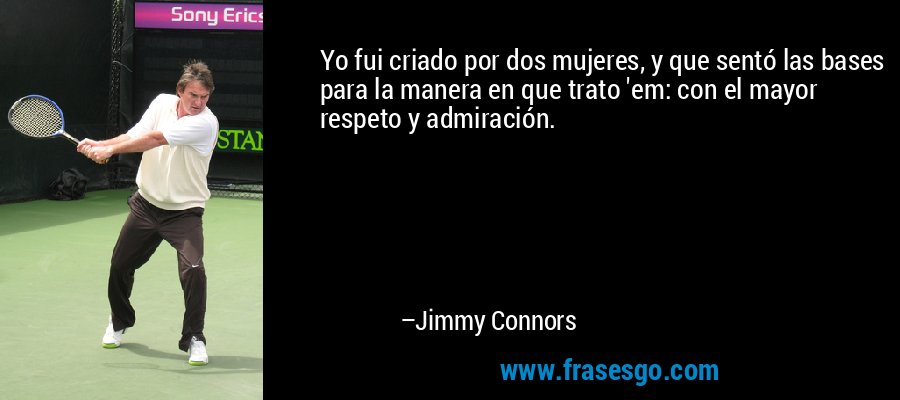 Yo fui criado por dos mujeres, y que sentó las bases para la manera en que trato 'em: con el mayor respeto y admiración. – Jimmy Connors