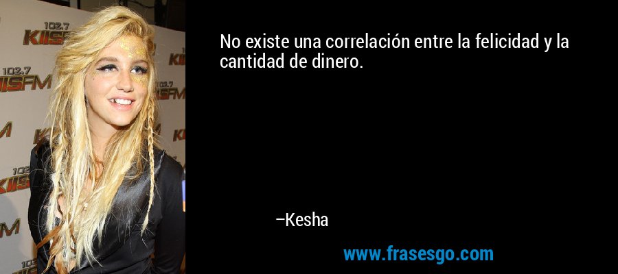 No existe una correlación entre la felicidad y la cantidad de dinero. – Kesha