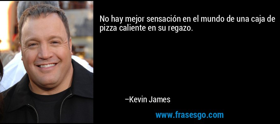 No hay mejor sensación en el mundo de una caja de pizza caliente en su regazo. – Kevin James