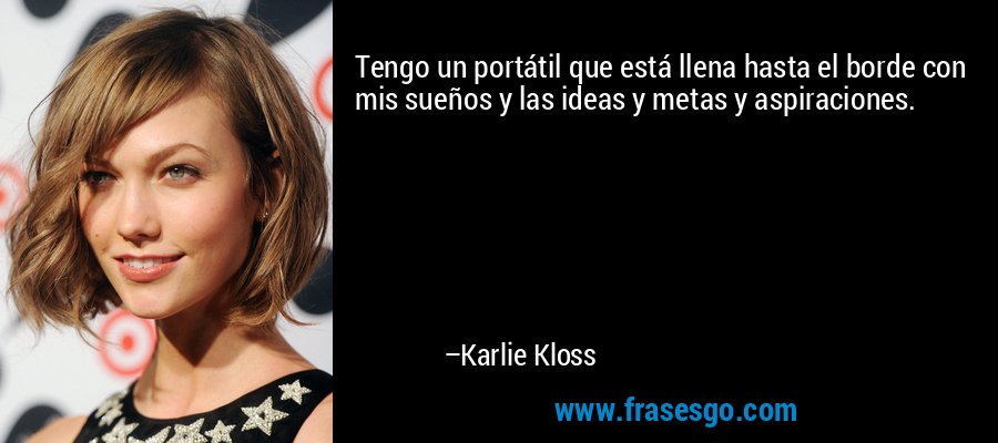 Tengo un portátil que está llena hasta el borde con mis sueños y las ideas y metas y aspiraciones. – Karlie Kloss