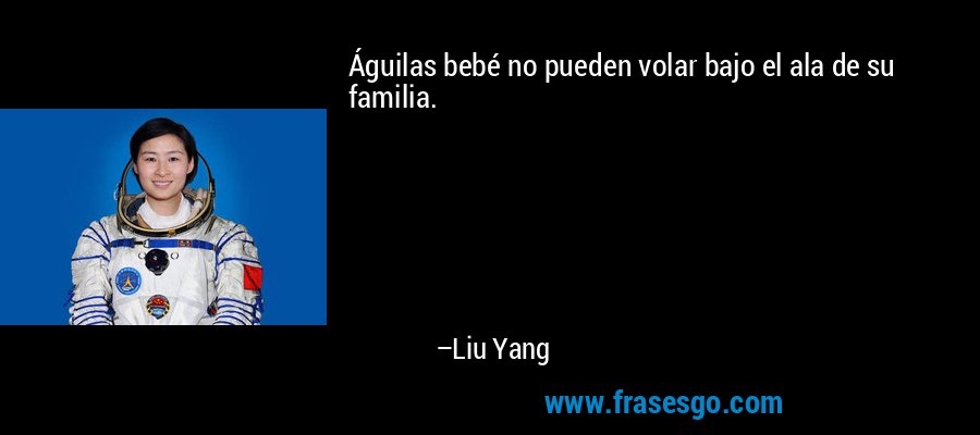 Águilas bebé no pueden volar bajo el ala de su familia. – Liu Yang