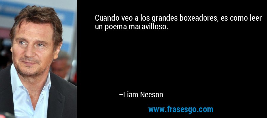 Cuando veo a los grandes boxeadores, es como leer un poema maravilloso. – Liam Neeson