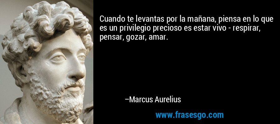 Cuando te levantas por la mañana, piensa en lo que es un privilegio precioso es estar vivo - respirar, pensar, gozar, amar. – Marcus Aurelius