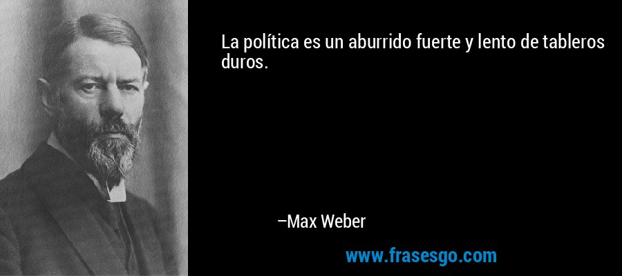 La política es un aburrido fuerte y lento de tableros duros. – Max Weber