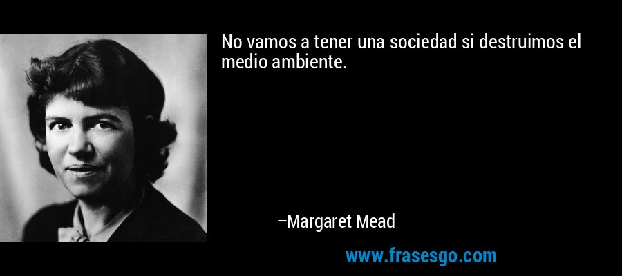 No vamos a tener una sociedad si destruimos el medio ambiente. – Margaret Mead