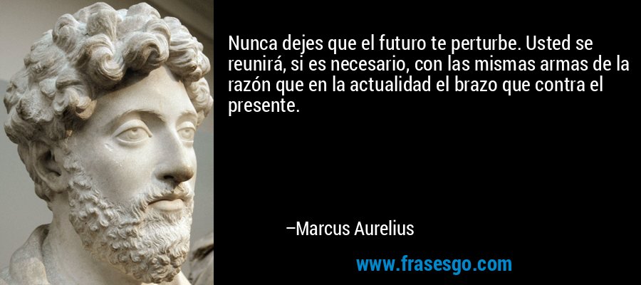 Nunca dejes que el futuro te perturbe. Usted se reunirá, si es necesario, con las mismas armas de la razón que en la actualidad el brazo que contra el presente. – Marcus Aurelius
