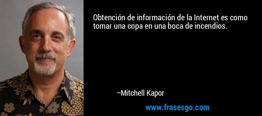 Obtención de información de la Internet es como tomar una copa en una boca de incendios. – Mitchell Kapor