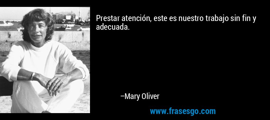 Prestar atención, este es nuestro trabajo sin fin y adecuada. – Mary Oliver