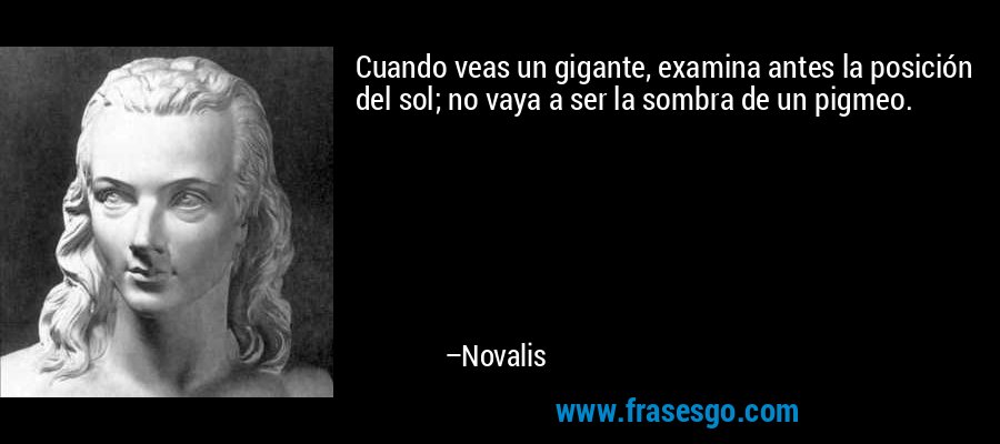 Cuando veas un gigante, examina antes la posición del sol; no vaya a ser la sombra de un pigmeo. – Novalis