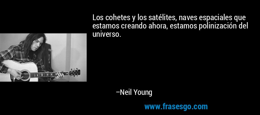 Los cohetes y los satélites, naves espaciales que estamos creando ahora, estamos polinización del universo. – Neil Young