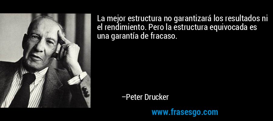 La mejor estructura no garantizará los resultados ni el rendimiento. Pero la estructura equivocada es una garantía de fracaso. – Peter Drucker