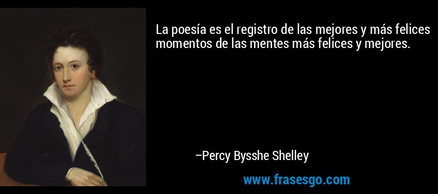 La poesía es el registro de las mejores y más felices momentos de las mentes más felices y mejores. – Percy Bysshe Shelley