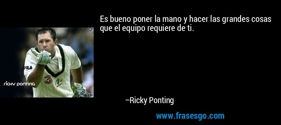 Es bueno poner la mano y hacer las grandes cosas que el equipo requiere de ti. – Ricky Ponting