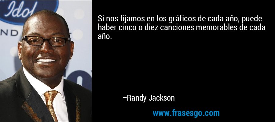 Si nos fijamos en los gráficos de cada año, puede haber cinco o diez canciones memorables de cada año. – Randy Jackson