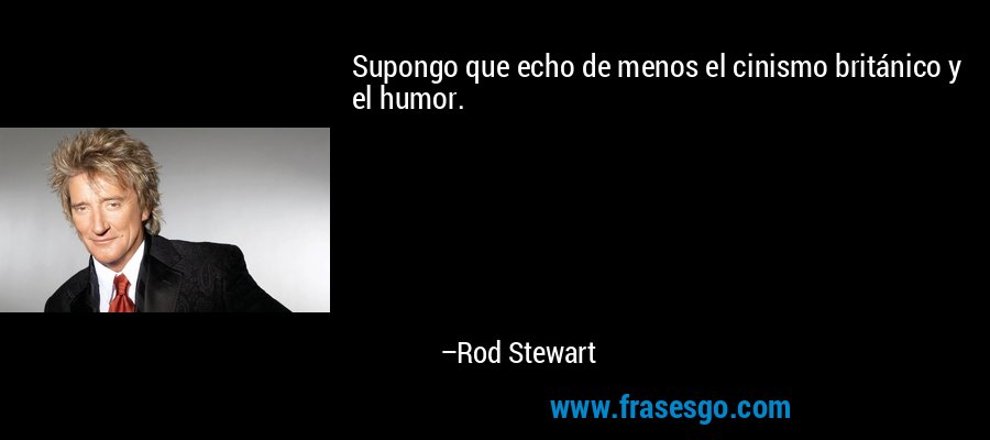 Supongo que echo de menos el cinismo británico y el humor. – Rod Stewart