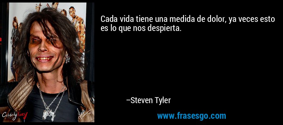 Cada vida tiene una medida de dolor, ya veces esto es lo que nos despierta. – Steven Tyler