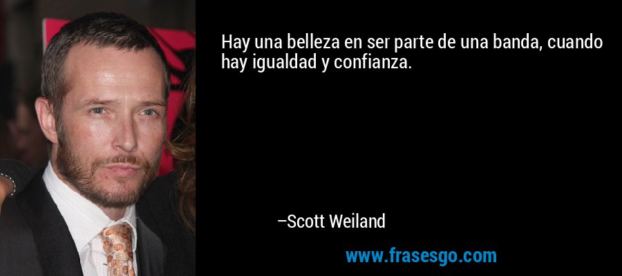 Hay una belleza en ser parte de una banda, cuando hay igualdad y confianza. – Scott Weiland