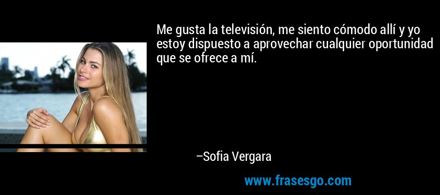 Me gusta la televisión, me siento cómodo allí y yo estoy dispuesto a aprovechar cualquier oportunidad que se ofrece a mí. – Sofia Vergara