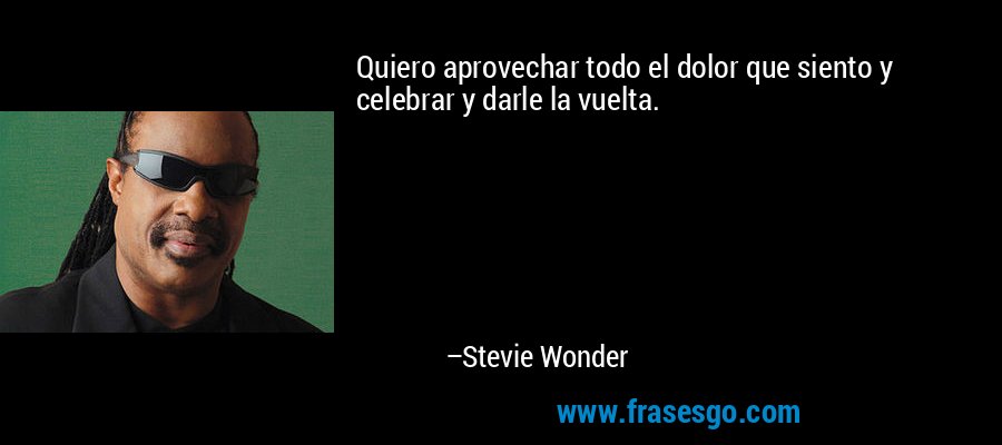 Quiero aprovechar todo el dolor que siento y celebrar y darle la vuelta. – Stevie Wonder