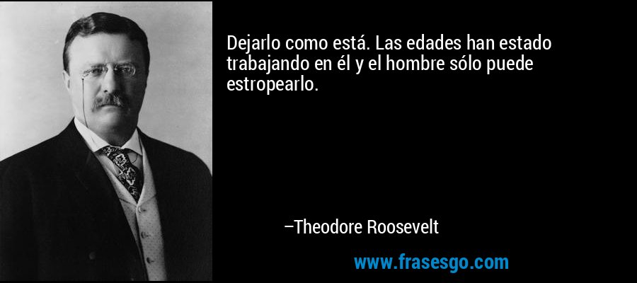 Dejarlo como está. Las edades han estado trabajando en él y el hombre sólo puede estropearlo. – Theodore Roosevelt