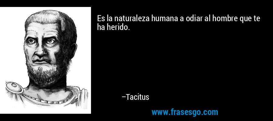 Es la naturaleza humana a odiar al hombre que te ha herido. – Tacitus