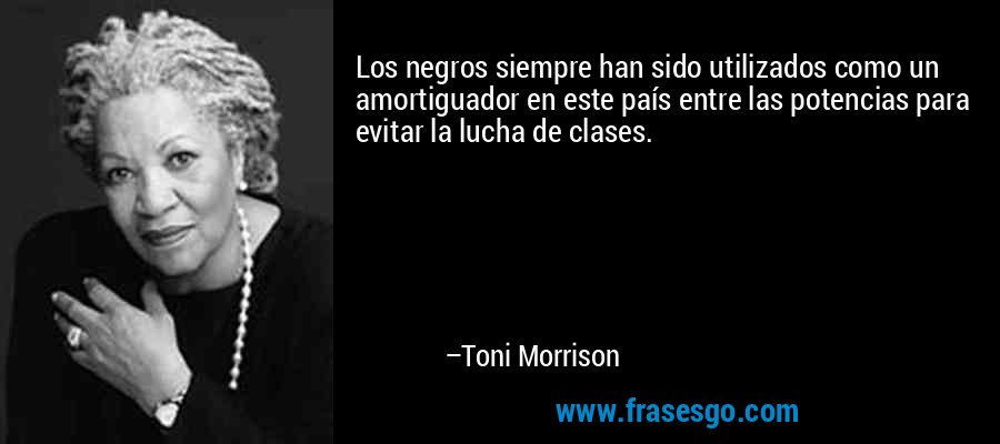Los negros siempre han sido utilizados como un amortiguador en este país entre las potencias para evitar la lucha de clases. – Toni Morrison