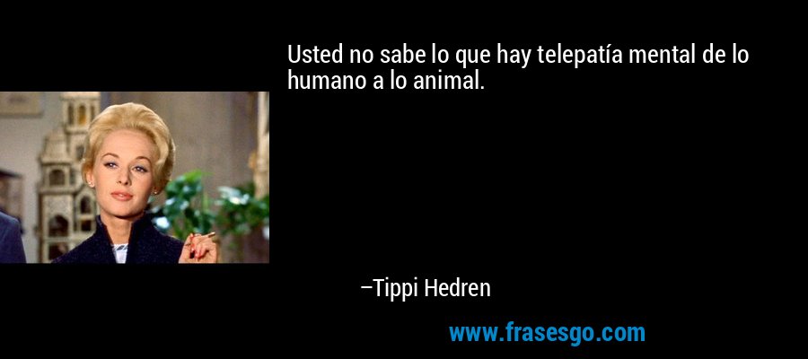 Usted no sabe lo que hay telepatía mental de lo humano a lo animal. – Tippi Hedren