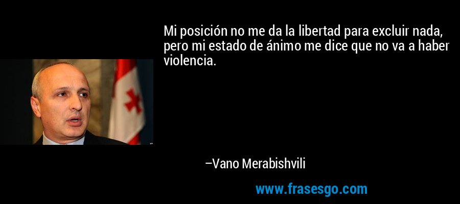 Mi posición no me da la libertad para excluir nada, pero mi estado de ánimo me dice que no va a haber violencia. – Vano Merabishvili