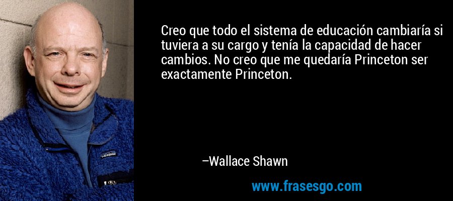 Creo que todo el sistema de educación cambiaría si tuviera a su cargo y tenía la capacidad de hacer cambios. No creo que me quedaría Princeton ser exactamente Princeton. – Wallace Shawn