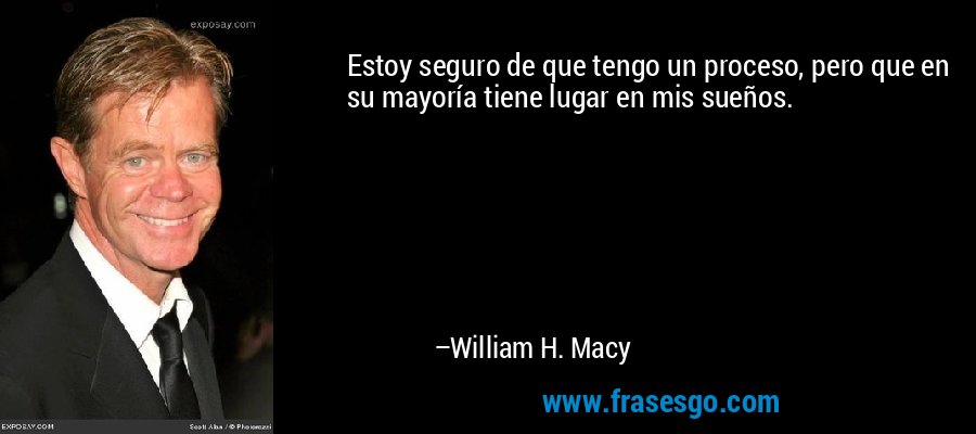 Estoy seguro de que tengo un proceso, pero que en su mayoría tiene lugar en mis sueños. – William H. Macy