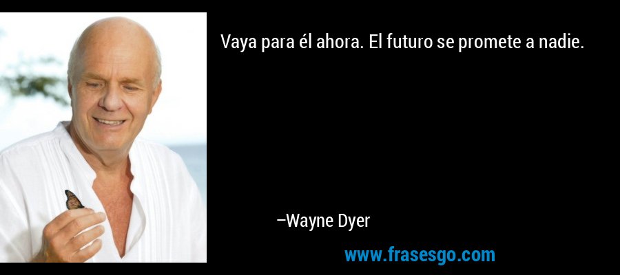 Vaya para él ahora. El futuro se promete a nadie. – Wayne Dyer