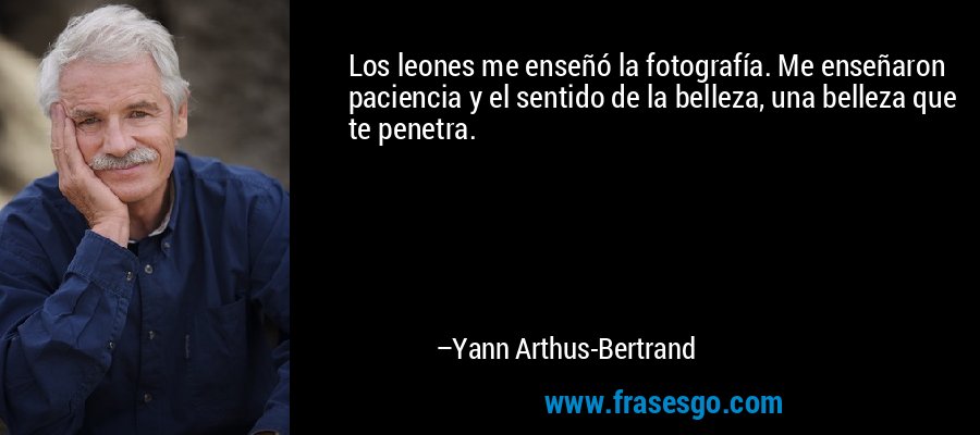 Los leones me enseñó la fotografía. Me enseñaron paciencia y el sentido de la belleza, una belleza que te penetra. – Yann Arthus-Bertrand